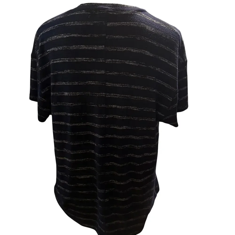 Rag & Bone The Knit Stripe V-Neck Tee, Navy Black, Women's Size Medium - Picture 6 of 9